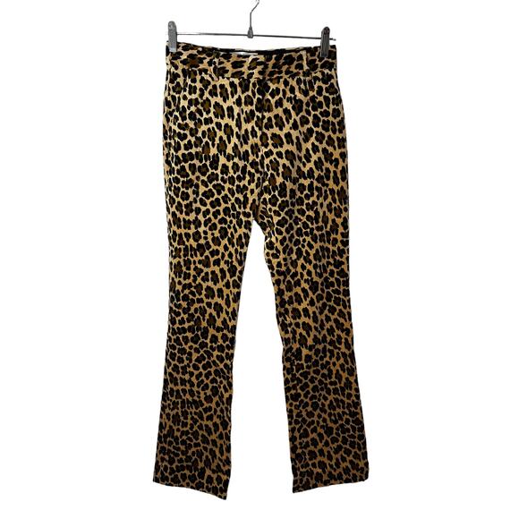FRAME Denim New Women's Mini Boot High Rise Cheetah Print Velvet Pants Sz 0 Edgy - Picture 3 of 11